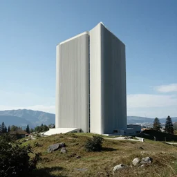 a building in a stunning landscape by by H R Giger
