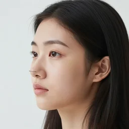 face of 20 years old Chinese woman with hook nose