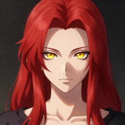 portrait of hisoka morow hunter hunter madonna inspired, extreme melon face 2 0 years old, male, yellow eyes very very narrow yellow iris red red red hair soft hair slicked back crimson medium length hair, anime highly detailed, digital painting, artstation sharp focus, illustration, art by artgerm and greg rutkowski