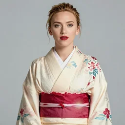 scarlett johansson wearing kimono, digital art, extremely detailed