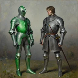 sir gawain next to the green knight. a 2 4. art germ. high detail. beksinski. ultrarealism. oil on canvas
