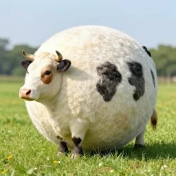 a cow in the shape of a sphere