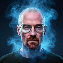 breaking bad's jesse pinkman's head coming out of a meth blue mist, trending on artstation, profile pic, centered, accurate anatomy, highly detailed, digital art,