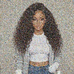 A beautiful, gorgeous, stunning Woman with #E0A37A Skin color, kim kardashian body, South East Asian with round face, cat face, long, Puffy, Afro hair, Small Square Glasses, grey hoodie opened, white T-Shirt, White gloves, Denim Jeans, Character art, rectangle eyes