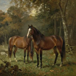 Horses in the New Forest, painting by John Constable