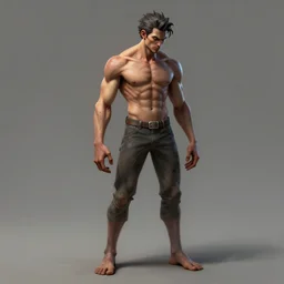 really cool sketchy man alone, full beautiful detailed body, focused and dramatic, trending on artstation
