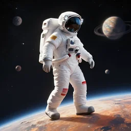 an astronaut walking on a planet, 3 d render