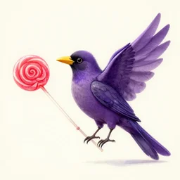 purple crow made of lollipops, concept art