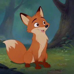 film still vintage disney animation style of the main character fox in the classic disney film robin hood