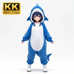 full body portrait of an anime girl in a shark costume, 4k, trending on deviantart, artstation