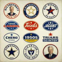 1950s company logos by Norman Rockwell and Gil Elvgren, highly detailed,soft lighting, film grain, medium format, 8k resolution, oil on canvas
