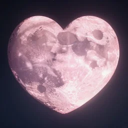 a light pink heart - shaped moon, anime art, by makoto shinkai