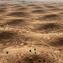 majestic parched rolling plains with numerous tiny emerald spheres sprawling across by francisco goya and rembrandt, unsettling, mysterious, by stephan martiniere and alexander fedosav, hyperrealism, 8 k resolution, behance hd, artstation, nightcafe - n 4