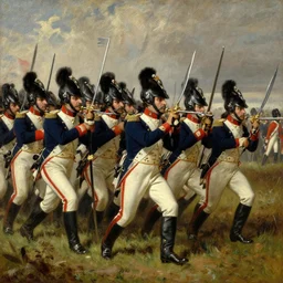 Jacobite scottish soldiers charging at british redcoats detailed oil painting