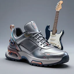 an anthropomorphic cyberpunk futuristic sneaker of thor by sandra chevrier, by jon foster, detailed render, cybernetics, 4 k realistic, fender stratocaster, cryengine, realistic shaded lighting, sharp focus, masterpiece, by enki bilal