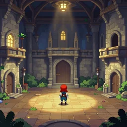 sans from Undertale inside of his castle, interior view