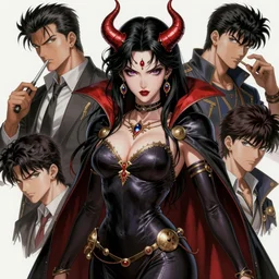 gorgeous!! woman as a demoness sorcerer, d & d | art by jack kirby + akira toriyama + katsuhiro otomo + hirohiko araki | intricate, highly detailed, digital painting, smooth, sharp focus, hyper - realistic