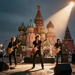 the ramones playing a gig on the red square in moscow