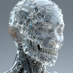 dreamland of chinese, ghost, sharp, slender and densely arranged teeth, futuristic, expressive, dystopian, cyberpunk, mecha, halfturn portrait of a big crystal face made of crystals half - turn, ominous, intricate, studio, art by anthony macbain + greg rutkowski + alphonse mucha, concept art, 4 k, sharp focus