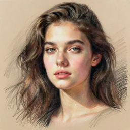 female portrait, crayon