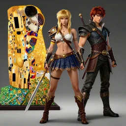 character concept art spot illustrations of soulcalibur and xena warrior princess crossover, hyper detailed, digital art, trending in artstation, cinematic lighting, studio quality, smooth render, unreal engine 5, rendered in octane, in the style of klimt and nixeu and ian sprigger and wlop and krenz cushart.