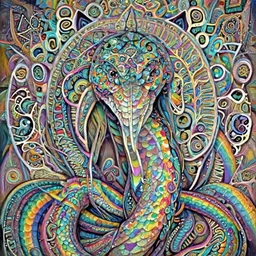 psychedelic portrait of the rainbow serpent, digital painting, amazing detail, art station, cgsociety
