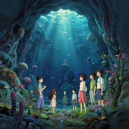 maximalist otherworldly deep sea cave, trending on pixiv fanbox, painted by makoto shinkai takashi takeuchi studio ghibli, akihiko yoshida, yoshitaka amano, wangechi mutu, clean cel shaded vector art. shutterstock. behance hd by lois van baarle, artgerm, helen huang, rossdraws, illustration