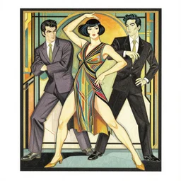 ( ( dither ) ), editorial illustration full body portrait of shoko nakagawa posing, dynamic pose, modern art deco, colorful, ( ( mads berg ) ), christopher balaskas, victo ngai, rich grainy texture, detailed, dynamic composition, wide angle, matte print, moebius