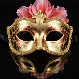venetian masquerade mask, symmetry, reflecting flower