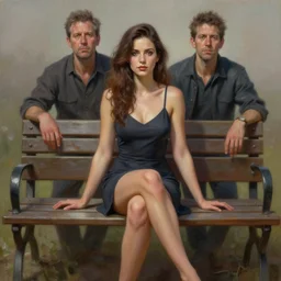 perfectly - centered - portrait of a beautiful lady sitting on the bench, intricate, highly detailed, digital painting, artstation, concept art, smooth, sharp focus, illustration, realism, oil painting, unreal engine 5, 8 k, art by artgerm and dave rapoza and sam spratt