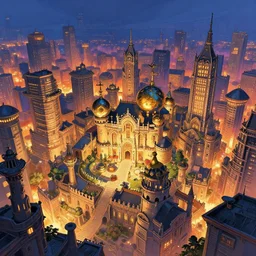 Tekkonkinkreet treasure town  comics illustration  digital art painting by fanart artstation vivid color Photorealistic cinematic volume lighting