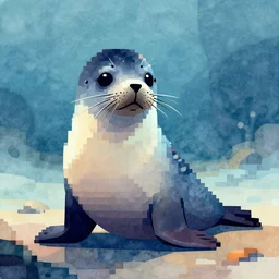 faerie seal cub. heavily stylized pixel art by award - winning digital artist, ( ( ( watercolor ) ) ), geometric, cinematic lighting, 6 4 bit.