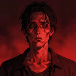 portrait of an emaciated man bathed in red light, dramatic lighting, illustration by Greg rutkowski, yoji shinkawa, 4k, digital art, concept art, trending on artstation