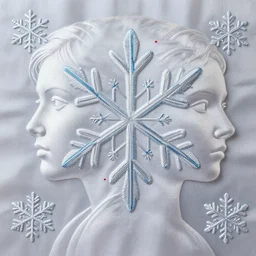ethereal snowflake faces, embroidered in silk. 3840 2160 art