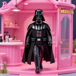 darth vader walking through a barbie pink house, still of darth vader in star wars, 4 k