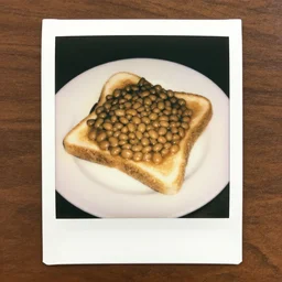 polaroid of beans on toast