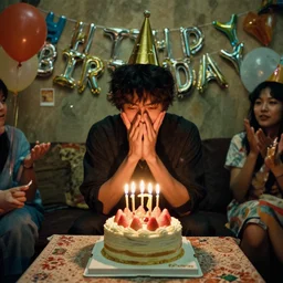 an person celebrating a birthday party of the rock, cinematography, cinematic, photography, photorealistic, hdr,