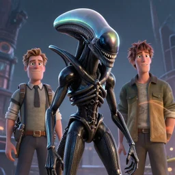 ridley scott, wes craven, alien, disney, pixar, greg rutkowski, mcbess!!!, james jean!!!, 8 k, hd, dof, kodak film, volumetric lighting, subsurface scattering, iridescent, photorealistic, octane render