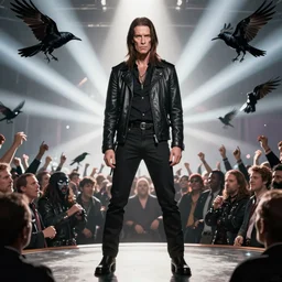 highly detailed full body portrait nick cave as sandman from dc comics fighting a large crowd, the crow, clive barker, unreal engine, global ilumination, radial light, sharp focus, vivid color scheme, gothic fantasy art by cristian sauret, greg rutkowski, lee bermejo, rhads, ferdinand knab, makoto shinkai and lois van baarle, ilya kuv