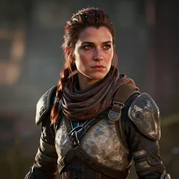 portrait of aloy from horizon zero dawn, hyperdetailed, dramatic lighting, bokeh, by nixeau, by wlop, by greg rutowski