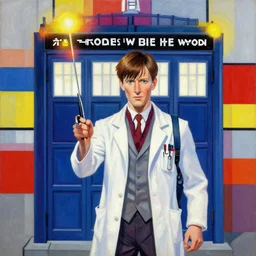 doctor who painting by mondrian. super sharp focus. ultra detailed