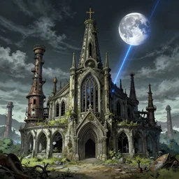 a beautiful hyperdetailed anime illustration of abandoned architecture building urbex industrial architecture unfinished building chapel nature by salvador dali, steampunk alien tokyo magic realism laser moon evil darkacademia, archdaily, wallpaper, highly detailed, trending on artstation.