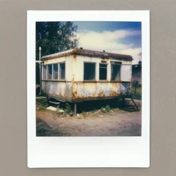 Photo of a old rusty Soviet lab taken by a Polaroid