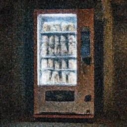 in a dark alley a vending machine sells puppies.