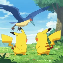 Skarmory hunting a Pikachu