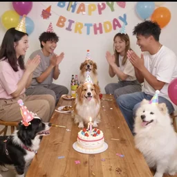 color video footage of the dog birthday party, 2 0 0 0's