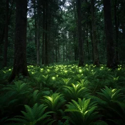 a forest with glowing plants, wide shot, cinematic, ultra realistic, ultra detailed