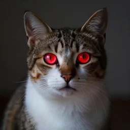 cat with glowing red eyes