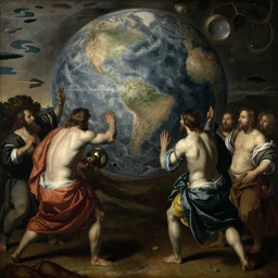 a bruegel painting of rationalists trying to prevent an artificial general intelligence from destroying the world