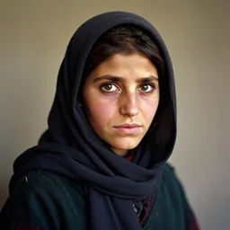 portrait of mila kunis as afghan girl, photograph by steve mccurry